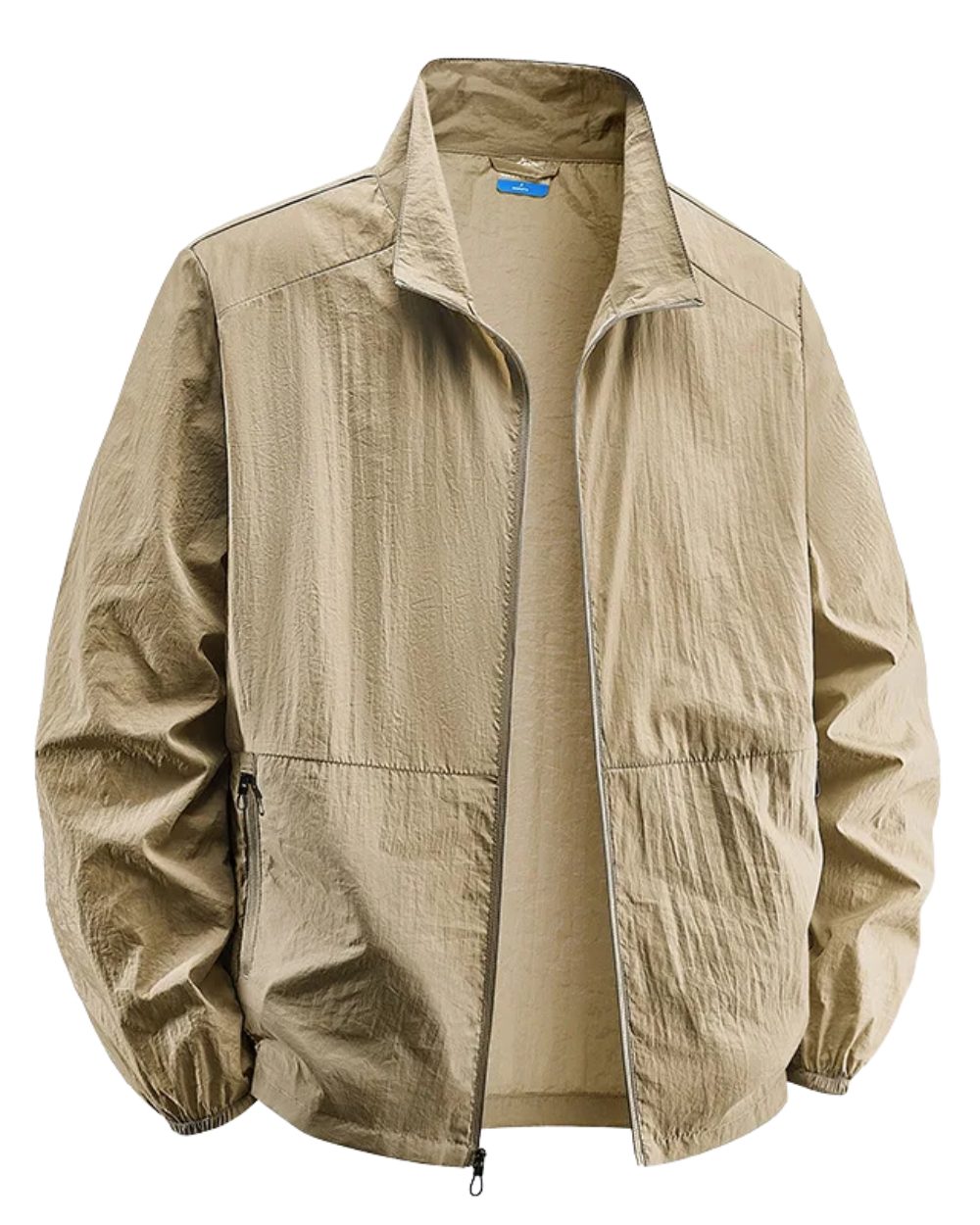 Men's Crinkle-Look Casual Jacket with Full Front Zip