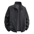 Men's Crinkle-Look Casual Jacket with Full Front Zip - Black