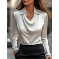 Women's Satin Cowl Neck Blouse – Elegant Long-Sleeve