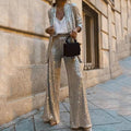 Women's Shimmering Sequin Evening Set with Open Cardigan - Apricot