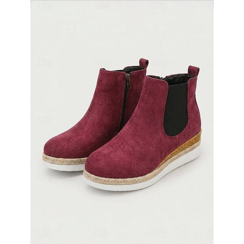 Women's Easy-Zip Low Wedge Booties with Stretch Sides