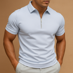 Men's Zip Polo Shirt Modern Slim Fit Breathable Stylish
