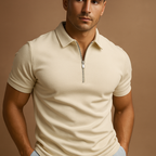 Men's Zip Polo Shirt Modern Slim Fit Breathable Stylish