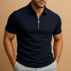 Men's Zip Polo Shirt Modern Slim Fit Breathable Stylish