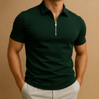 Men's Zip Polo Shirt Modern Slim Fit Breathable Stylish