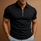 Men's Zip Polo Shirt Modern Slim Fit Breathable Stylish