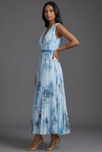 Women's Mother of the Bride Dress Pleated Floral V-Neck