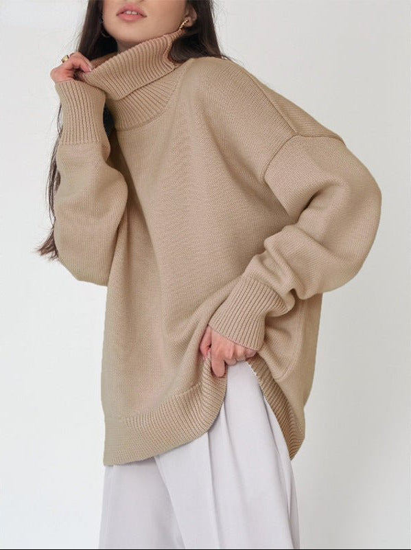 Women's Oversized Turtleneck Sweater – Relaxed Winter Knit