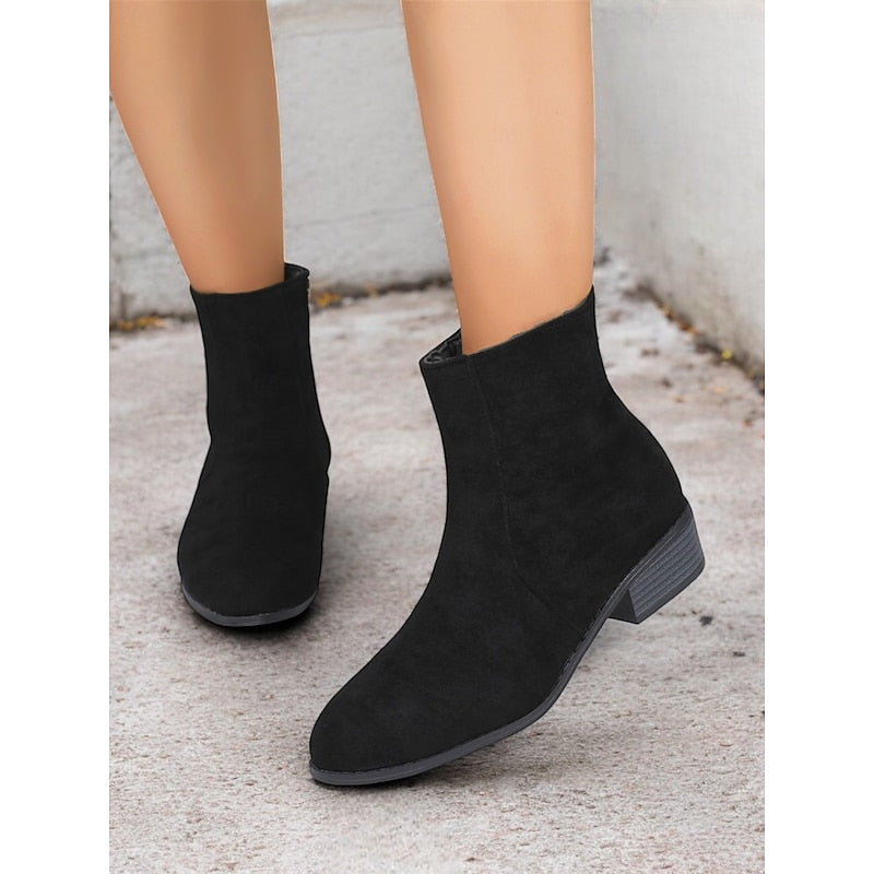 Women's Everyday Zip Booties with Walkable Heel - Black
