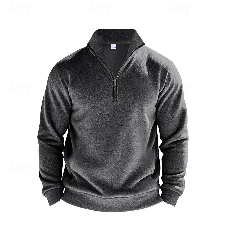 Women's Plain Relaxed Zip Neck Everyday Pullover
