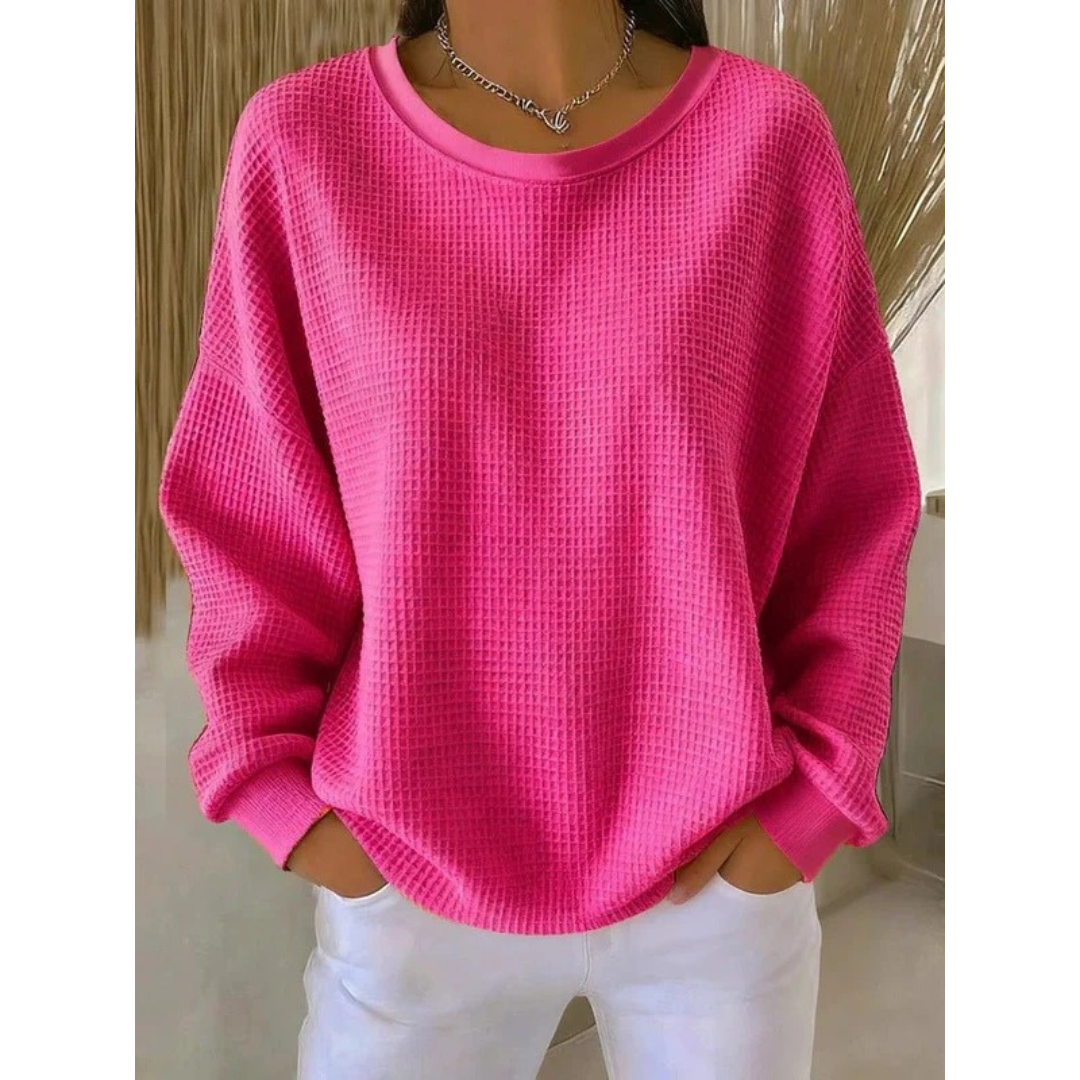 Women's Oversized Textured Sweater – Relaxed Long-Sleeve Style