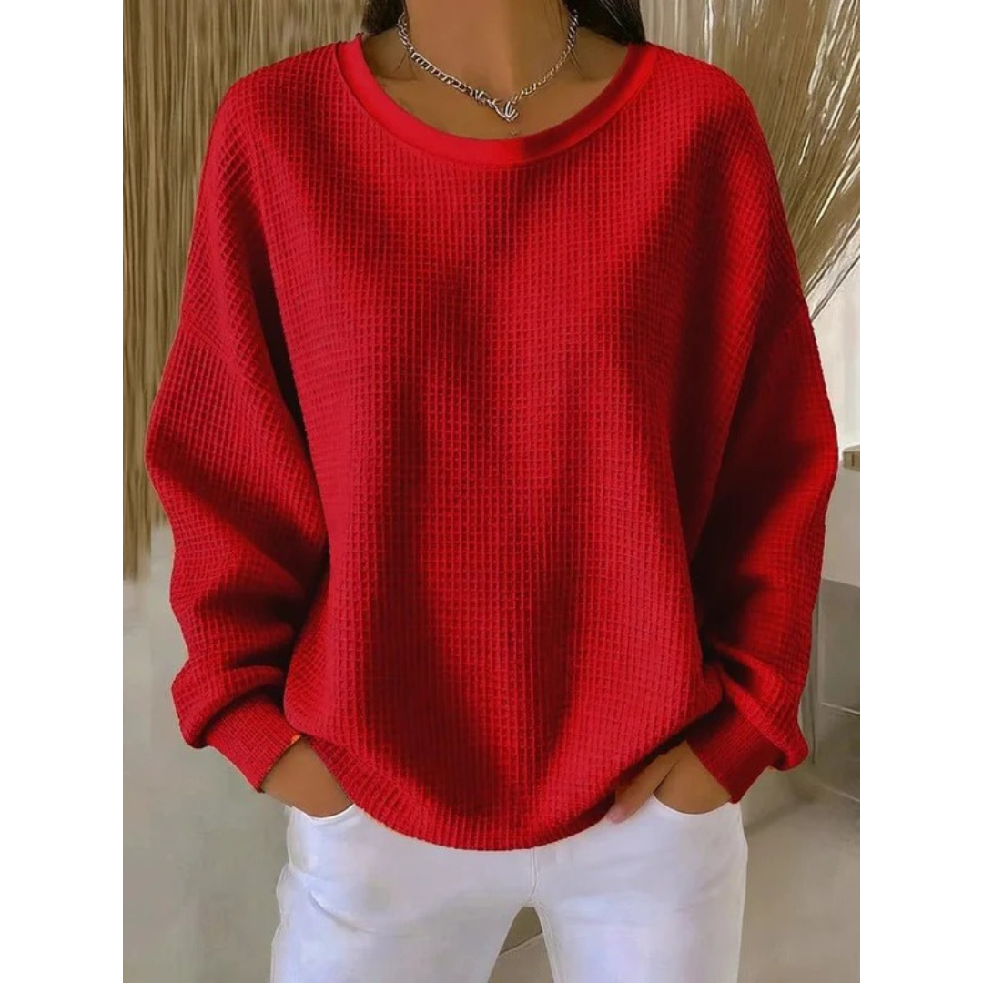 Women's Oversized Textured Sweater – Relaxed Long-Sleeve Style