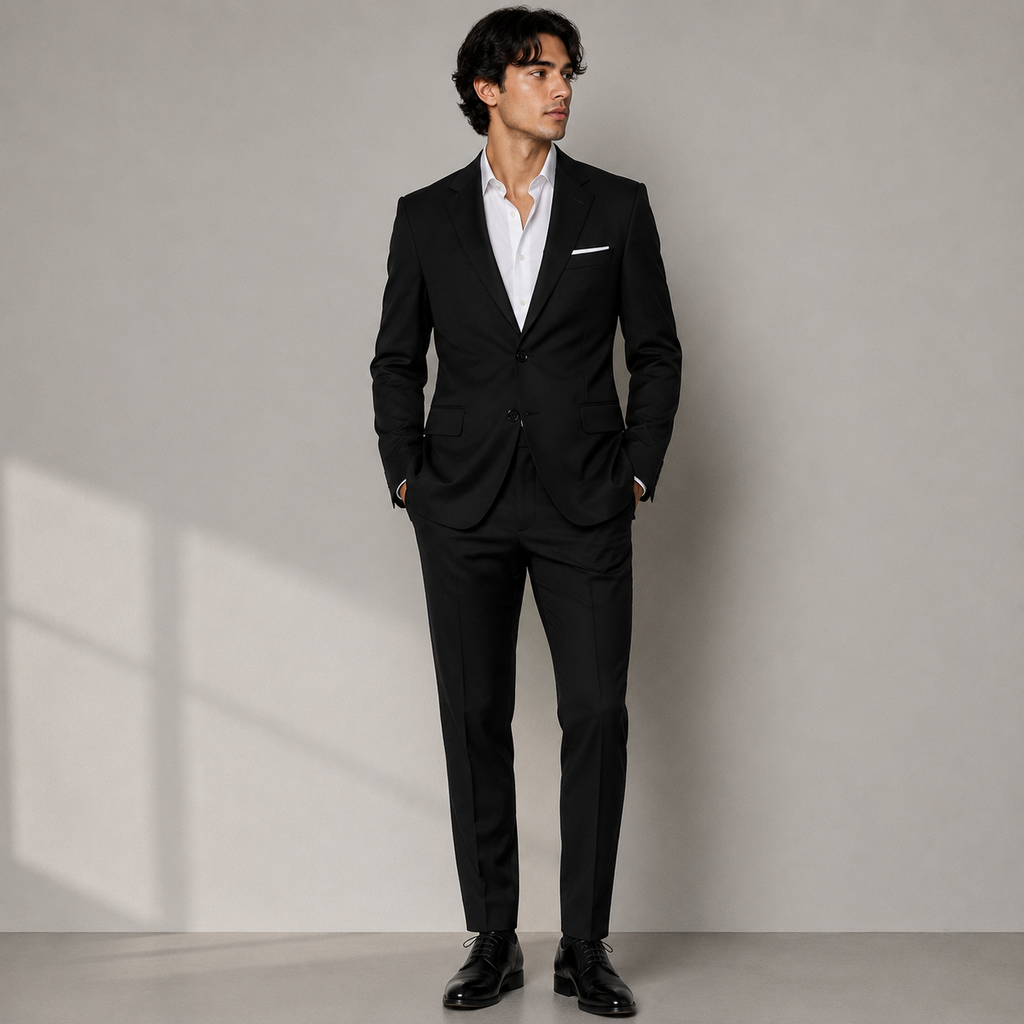 Men's Tailored Two Piece Suit Modern Business Style