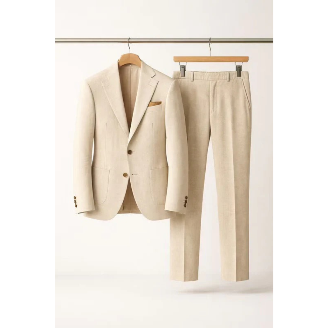 Men's Tailored Two Piece Suit Modern Business Style