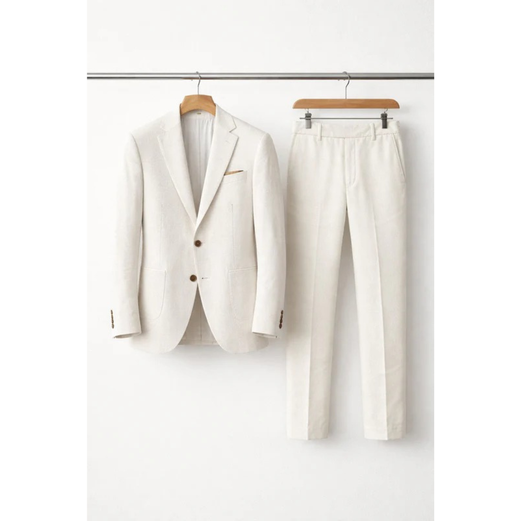 Men's Tailored Two Piece Suit Modern Business Style