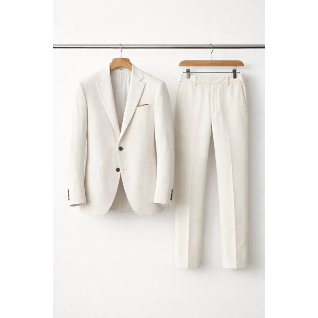 Men's Tailored Two Piece Suit Modern Business Style