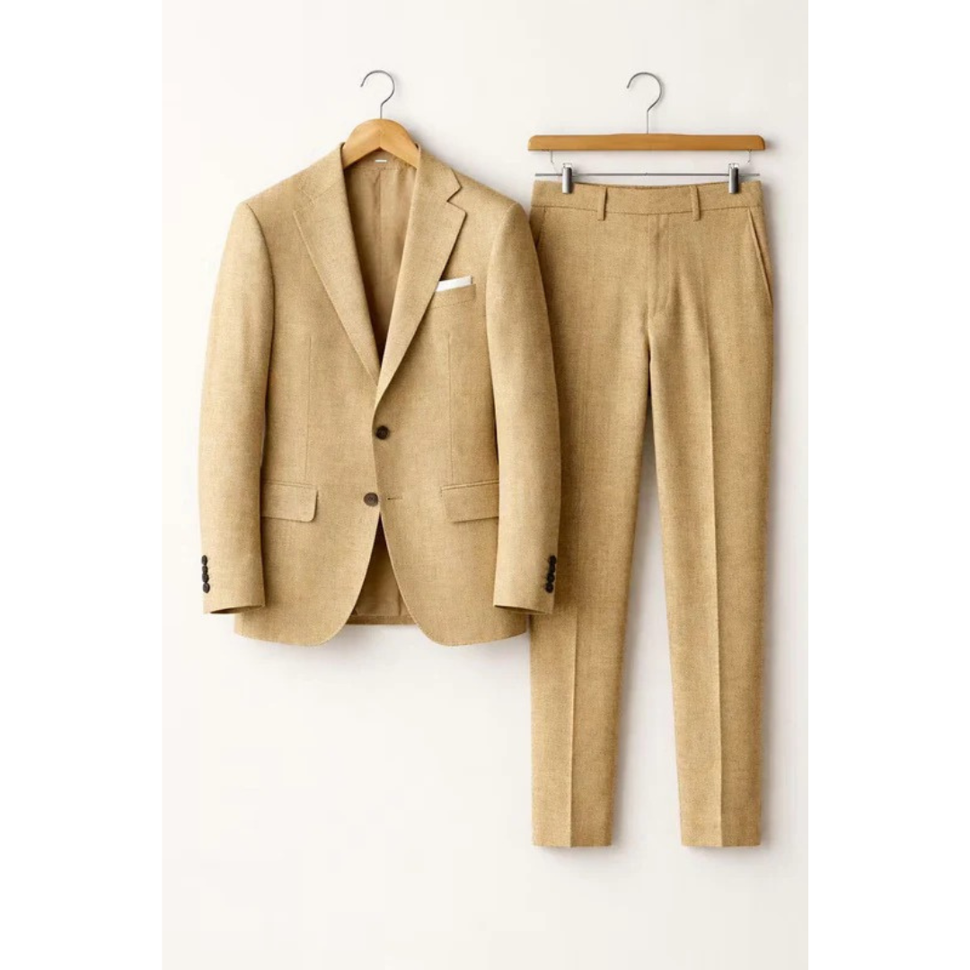 Men's Tailored Two Piece Suit Modern Business Style