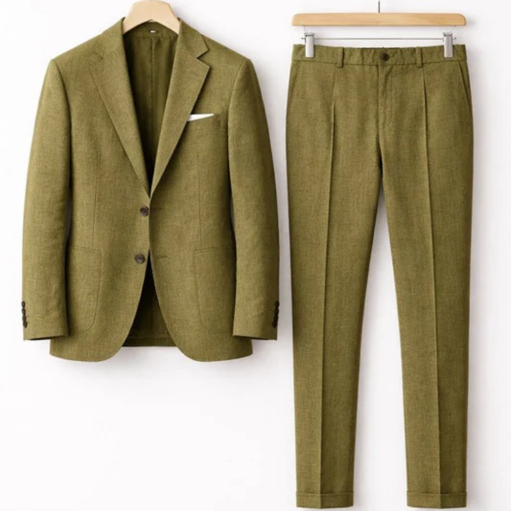 Men's Tailored Two Piece Suit Modern Business Style