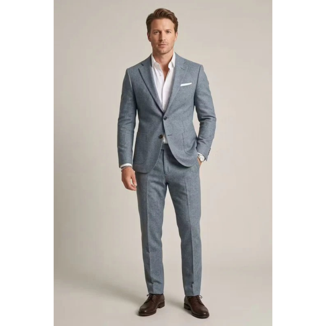 Men's Tailored Two Piece Suit Modern Business Style