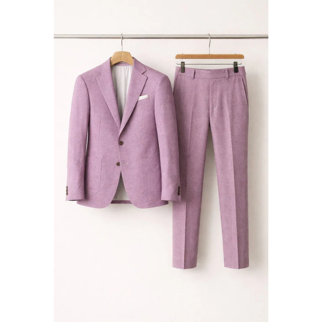 Men's Tailored Two Piece Suit Modern Business Style