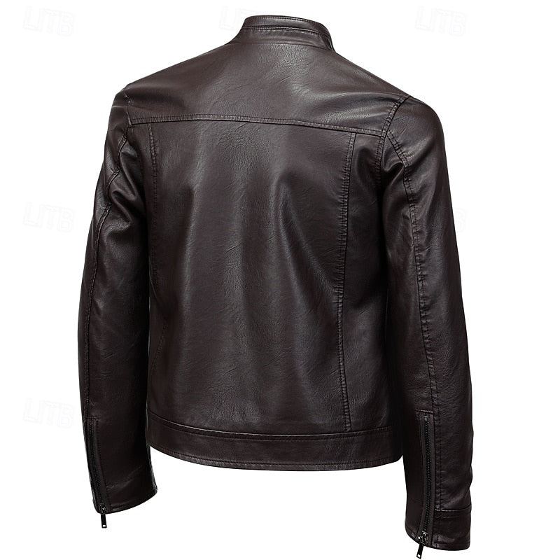 Women's Tailored Moto Jacket With Smooth Inner Layer - Wine