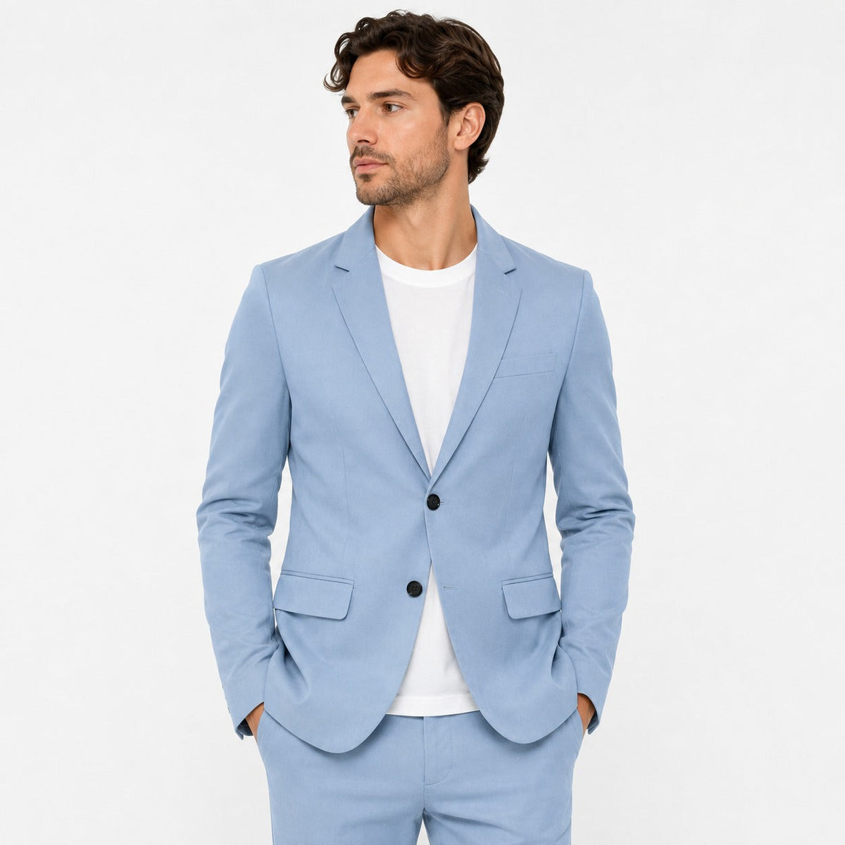 Men's Slim Fit Two Piece Suit Lightweight Wedding