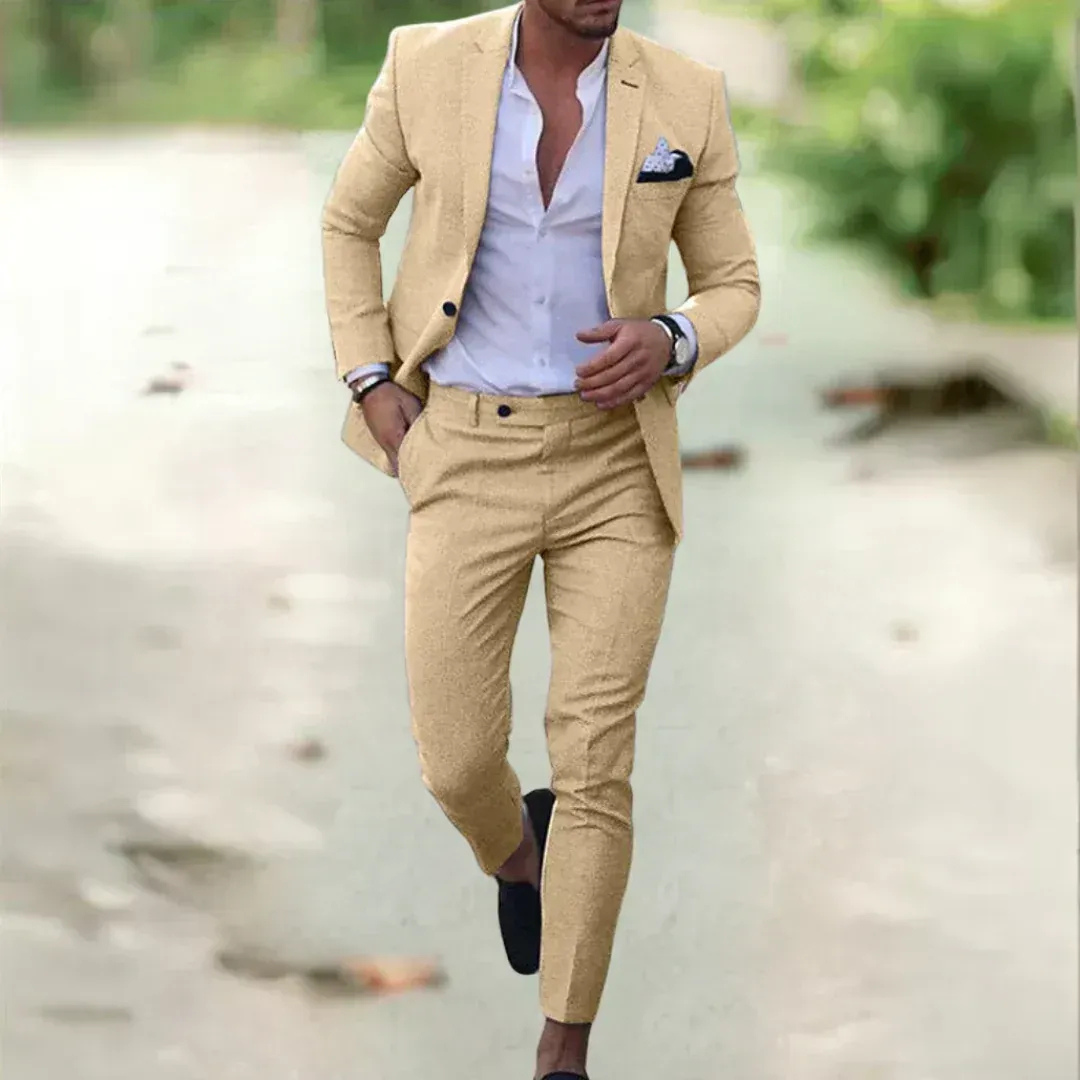 Men's Slim Fit Two Piece Suit Lightweight Wedding