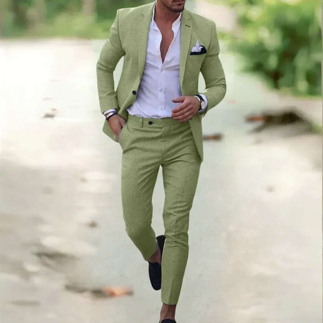 Men's Slim Fit Two Piece Suit Lightweight Wedding