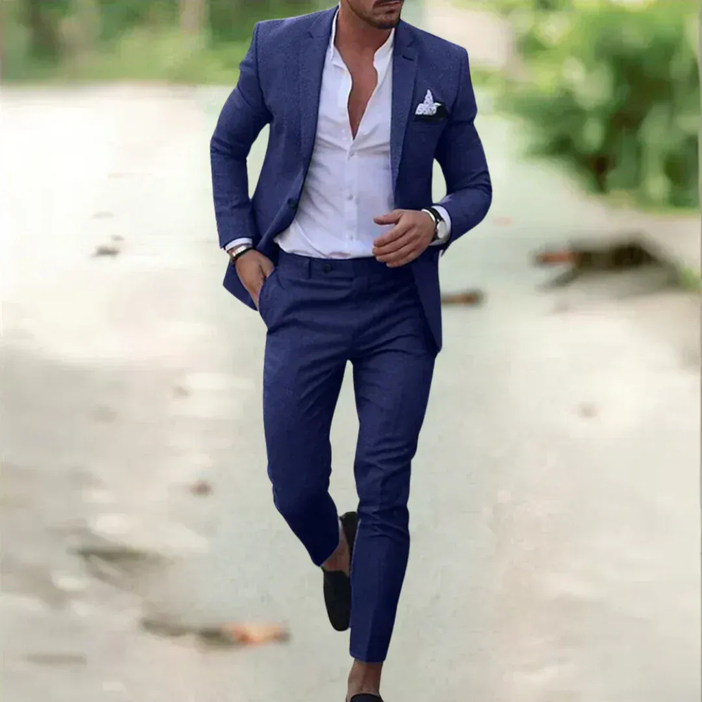 Men's Slim Fit Two Piece Suit Lightweight Wedding