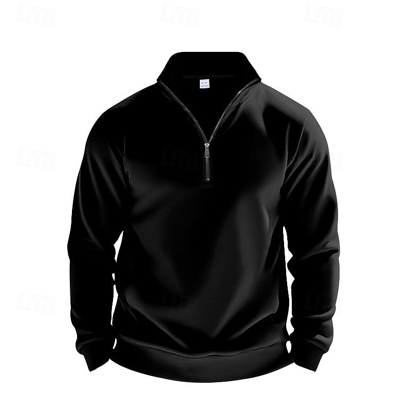 Women's Plain Relaxed Zip Neck Everyday Pullover