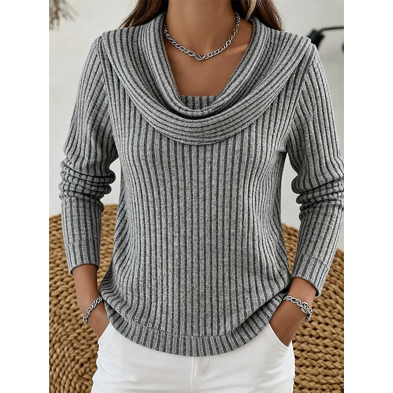 Women's Figure-Skimming Cowl Neck Sweater - Gray