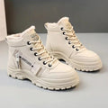 Women's Fuzzy Lined Athletic-Style Lace-Up Winter Booties - Khaki