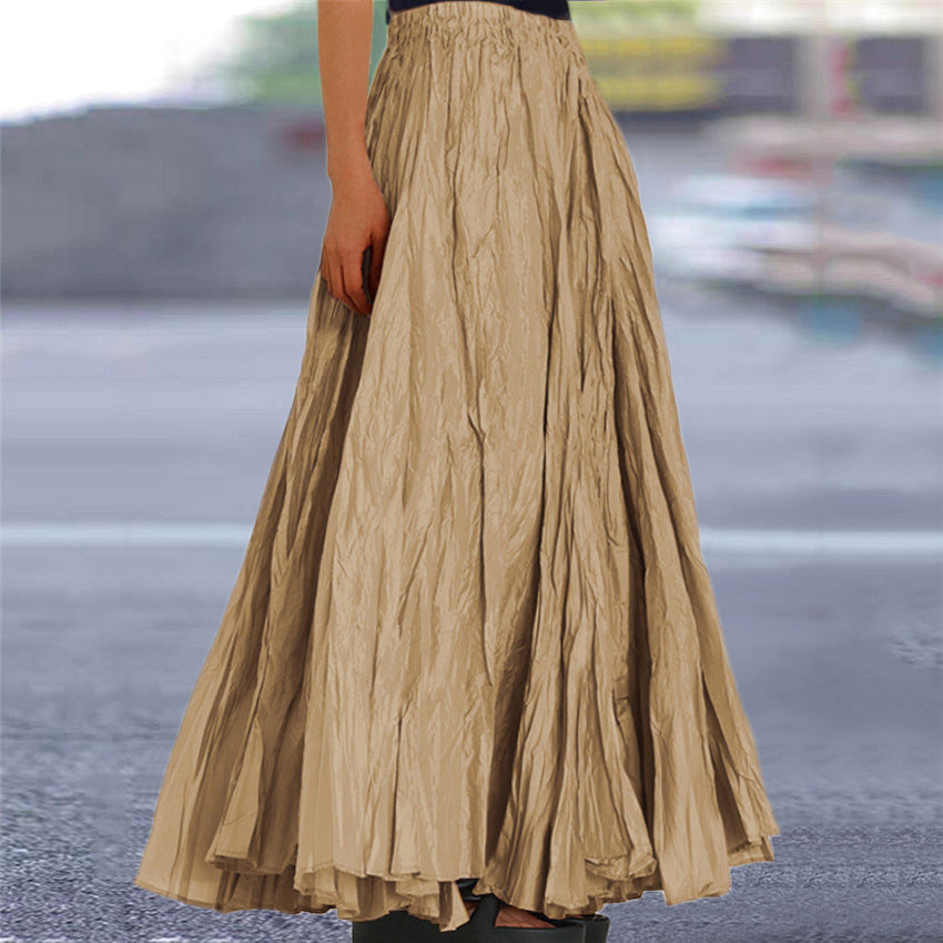 Women's Flowy Pleated A-Line Maxi Skirt