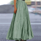 Women's Flowy Pleated A-Line Maxi Skirt