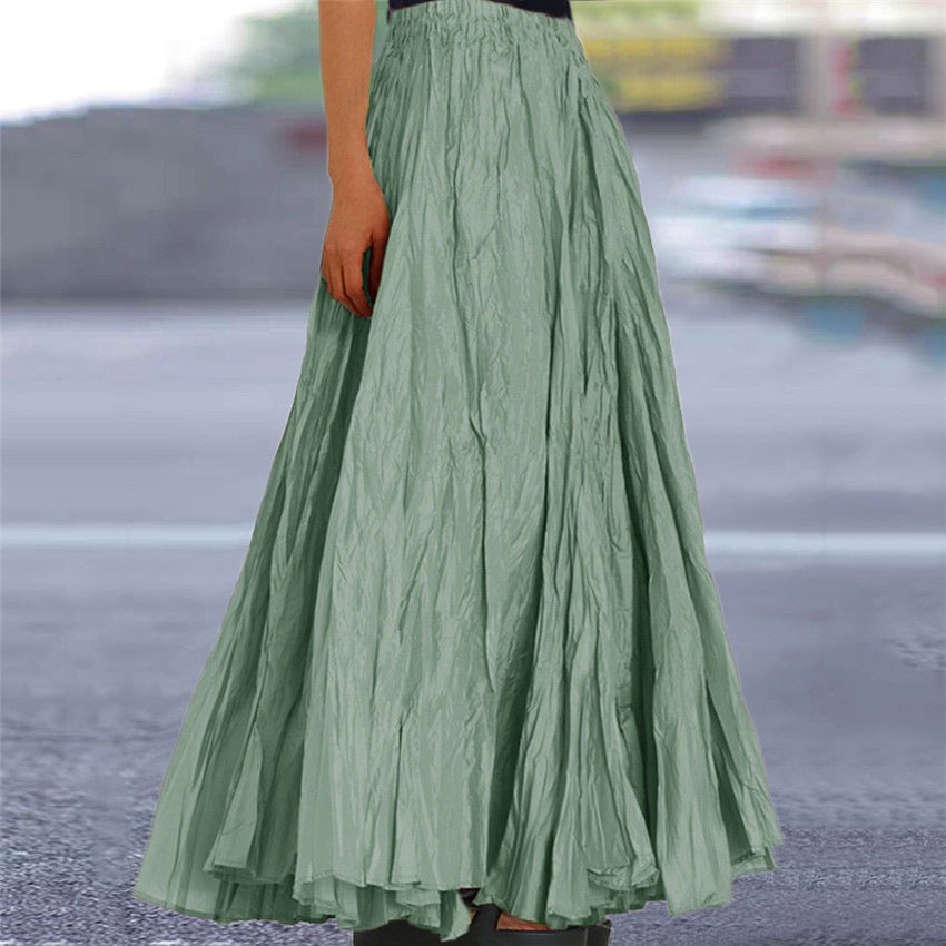 Women's Flowy Pleated A-Line Maxi Skirt