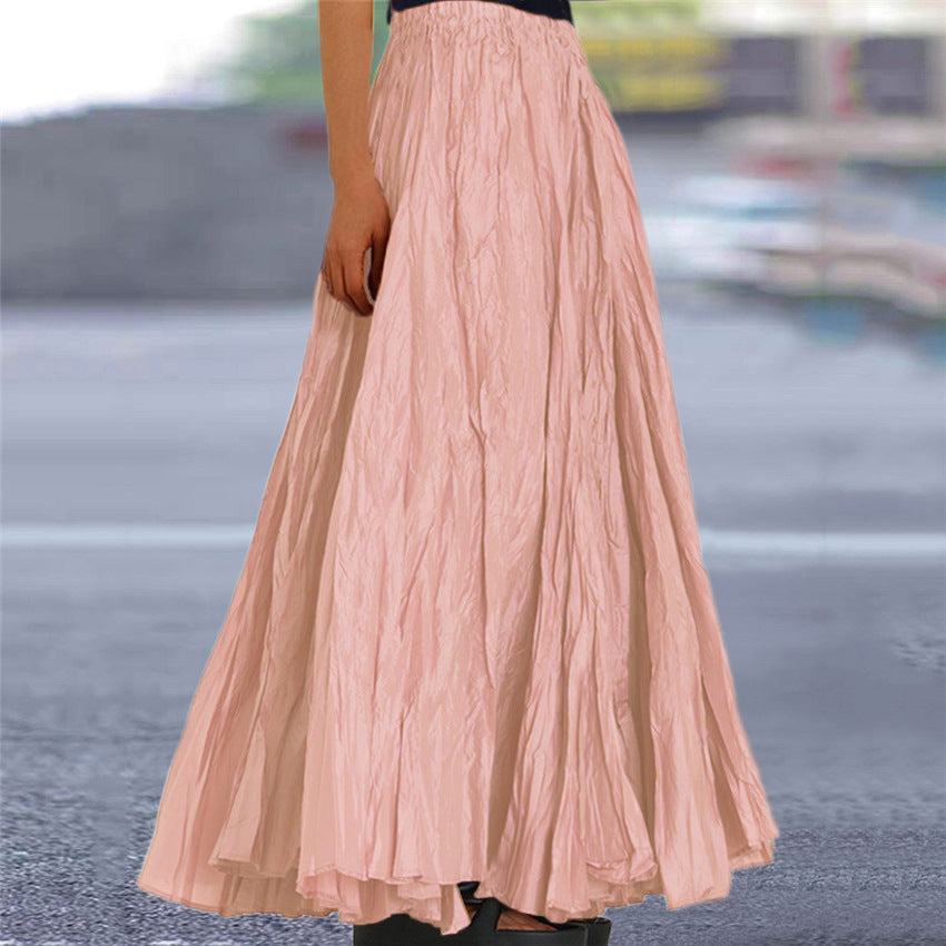 Women's Flowy Pleated A-Line Maxi Skirt