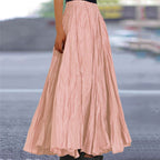 Women's Flowy Pleated A-Line Maxi Skirt