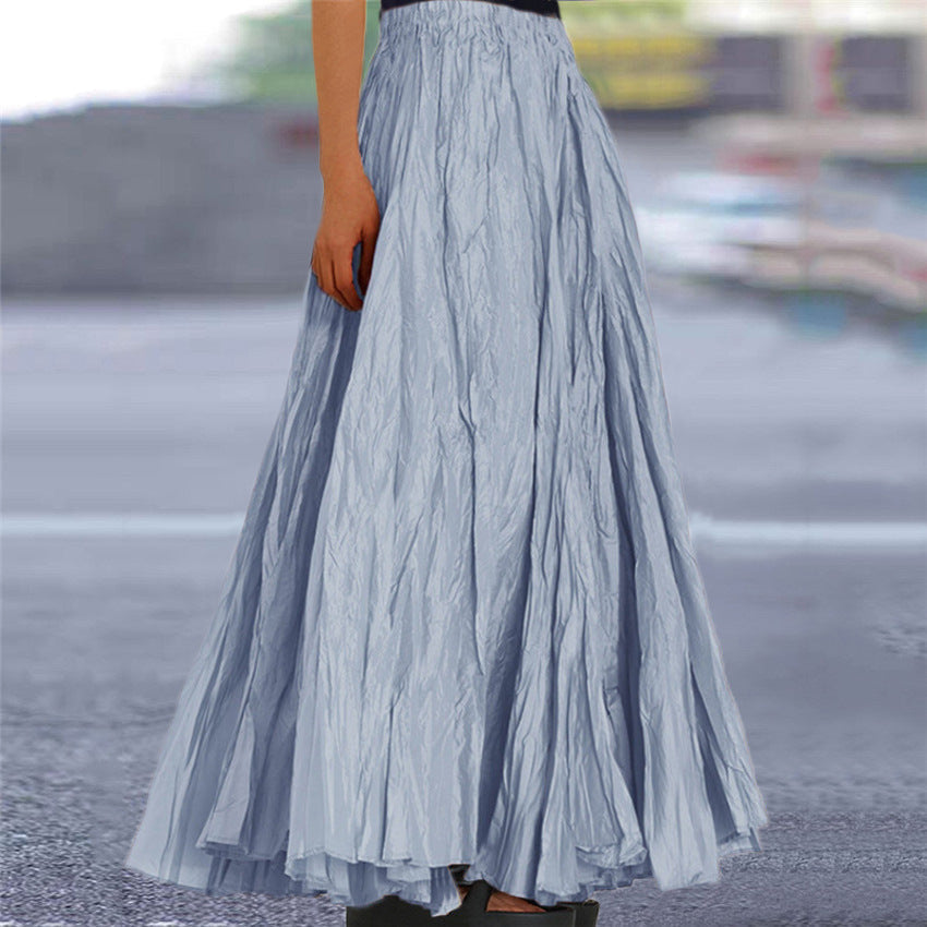 Women's Flowy Pleated A-Line Maxi Skirt