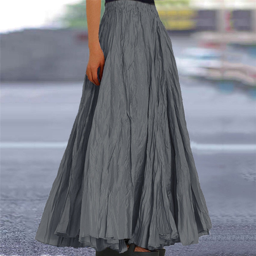 Women's Flowy Pleated A-Line Maxi Skirt
