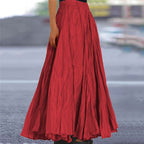 Women's Flowy Pleated A-Line Maxi Skirt
