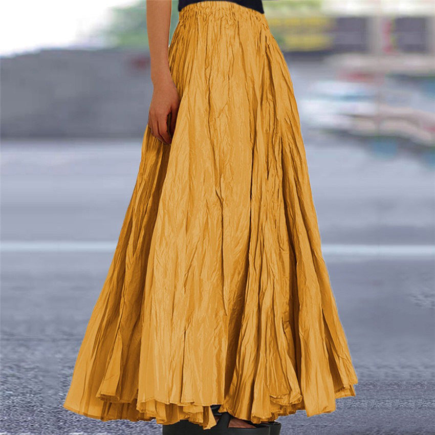 Women's Flowy Pleated A-Line Maxi Skirt