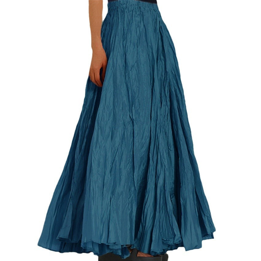 Women's Flowy Pleated A-Line Maxi Skirt