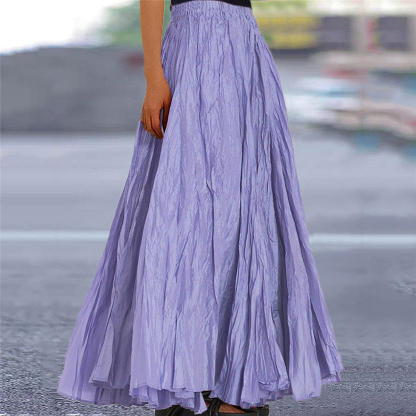 Women's Flowy Pleated A-Line Maxi Skirt
