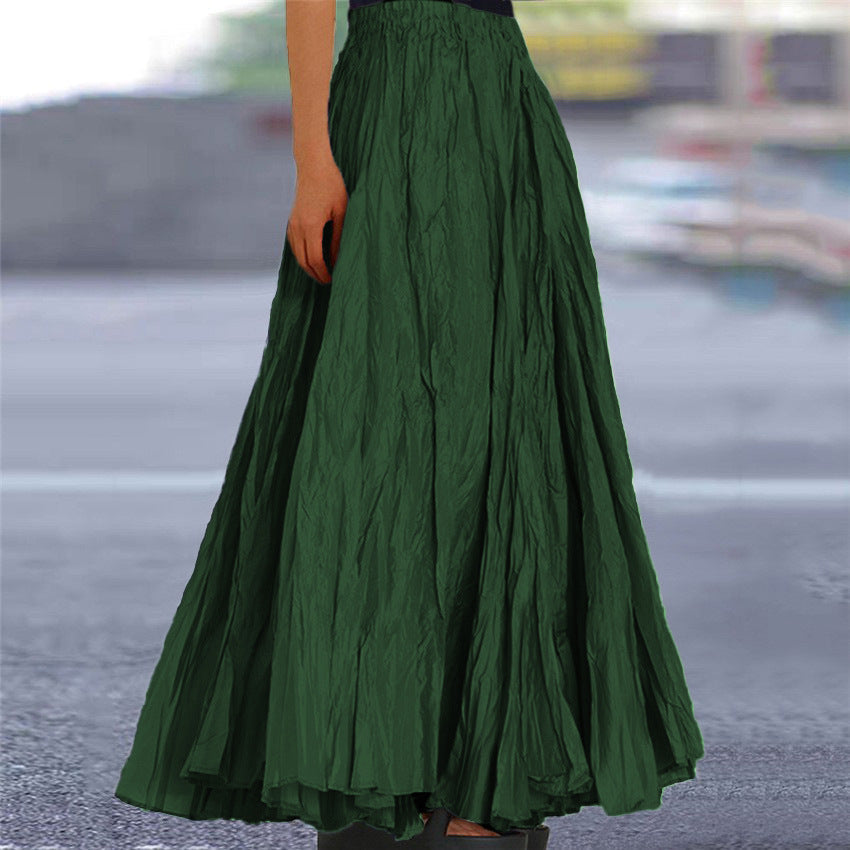 Women's Flowy Pleated A-Line Maxi Skirt