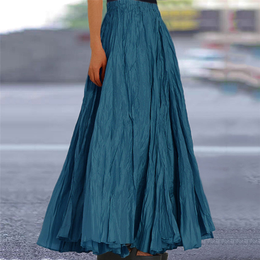 Women's Flowy Pleated A-Line Maxi Skirt