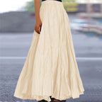 Women's Flowy Pleated A-Line Maxi Skirt
