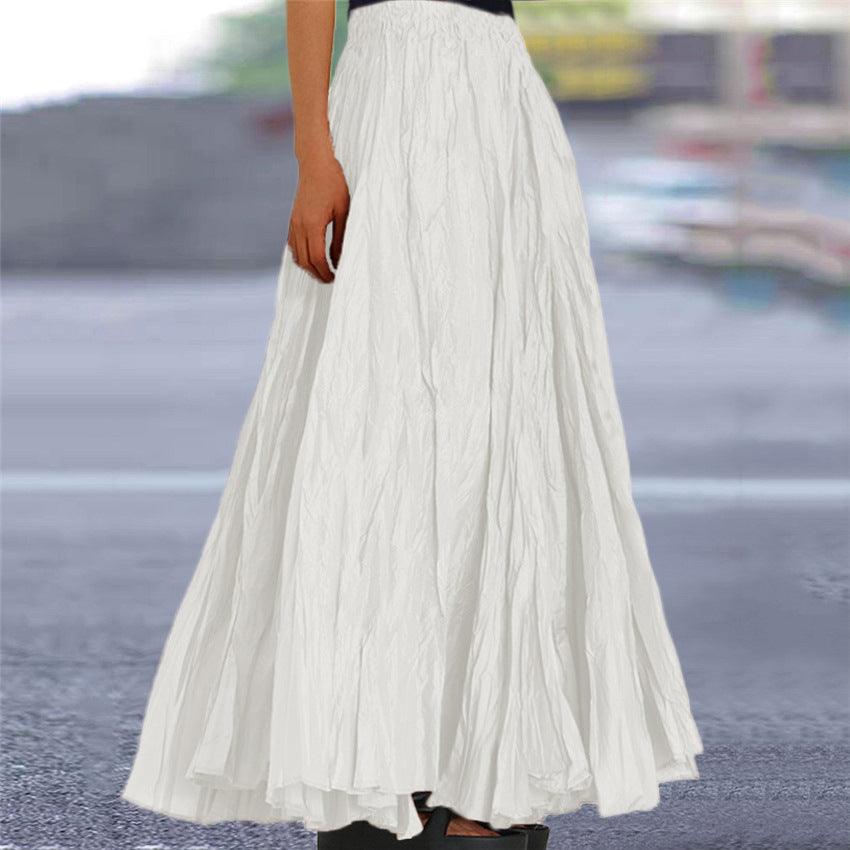Women's Flowy Pleated A-Line Maxi Skirt