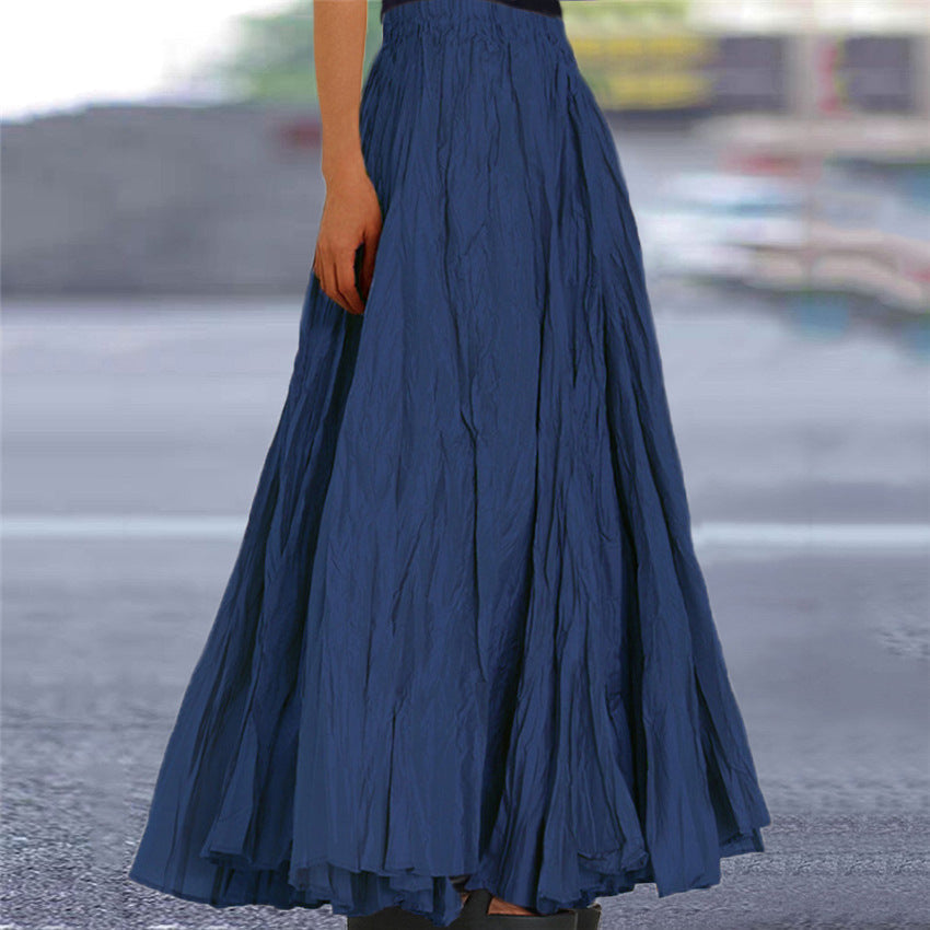Women's Flowy Pleated A-Line Maxi Skirt