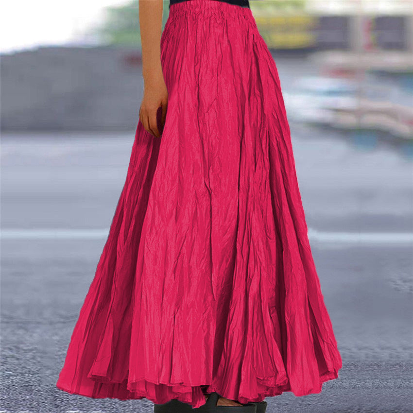 Women's Flowy Pleated A-Line Maxi Skirt