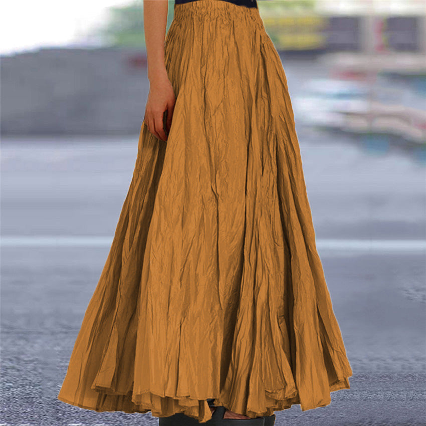 Women's Flowy Pleated A-Line Maxi Skirt